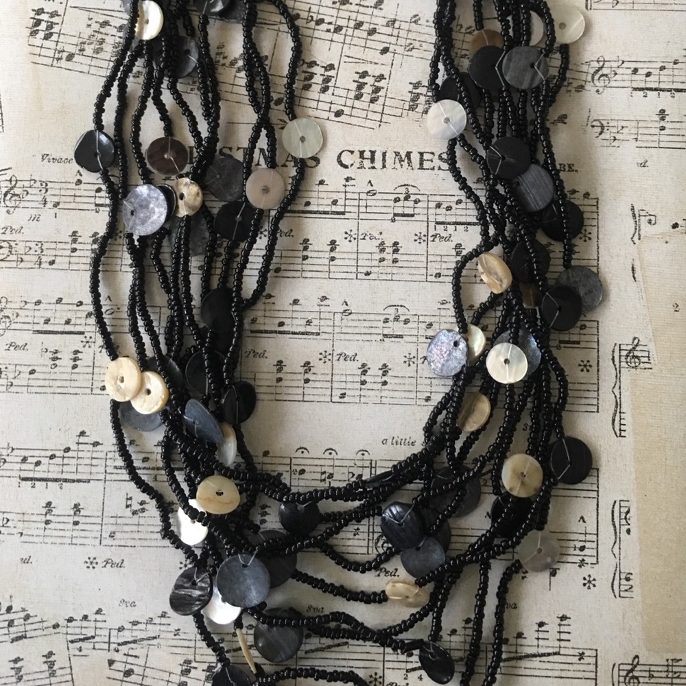 Black Shell Multi Strand Necklace - image 2
